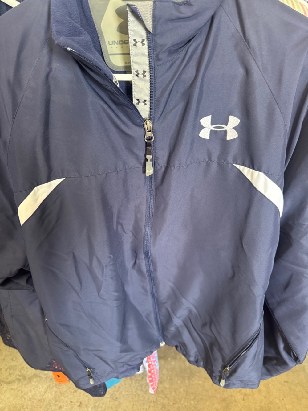 Under Armour Navy and White Performance Zip Jacket